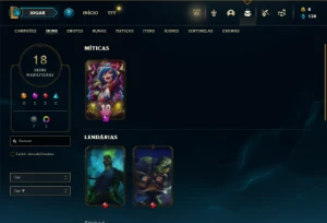 Prata 4 com 45 Champs e 18 Skins + 1 Fragmento - League of Legends LOL