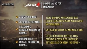 MIR4 CONTAS POR ENCOMENDA