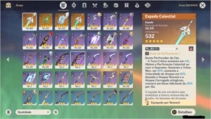 Conta de Genshin AR 50 Com Diluc Venti e Lança de jade - Genshin Impact
