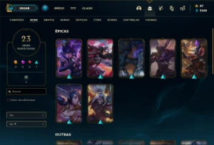 Conta Unranked com 37 Champs e 23 Skins + 2 Fragmentos - League of Legends LOL