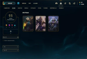 Conta Unranked com 37 Champs e 23 Skins + 2 Fragmentos - League of Legends LOL