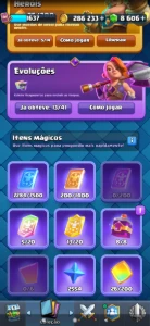 Conta com 12286 troféus , 8606 gemas , 13 castas nível 16 - Clash Royale
