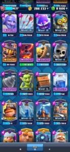 Conta com 12286 troféus , 8606 gemas , 13 castas nível 16 - Clash Royale