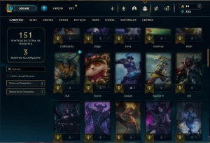 Platina 2 com 70 Champs e 24 Skins +5 Fragmentos - League of Legends LOL