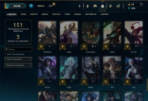 Platina 2 com 70 Champs e 24 Skins +5 Fragmentos - League of Legends LOL