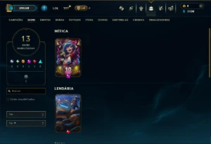 Unranked com 45 Champs e 13 Skins - League of Legends LOL