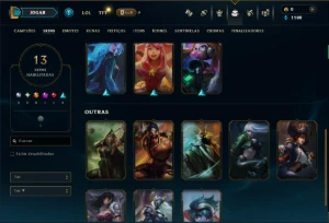 Unranked com 45 Champs e 13 Skins - League of Legends LOL