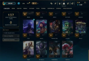 Unranked com 45 Champs e 13 Skins - League of Legends LOL