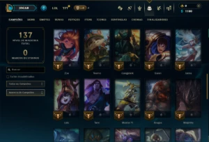 Unranked com 45 Champs e 13 Skins - League of Legends LOL