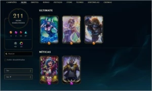 Vendo conta de LoL com 68% de desconto ( 211 skins ) - League of Legends