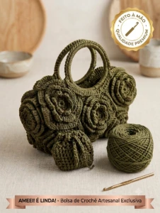 Bolsa artesanal flores - Artesanato e Personalizados