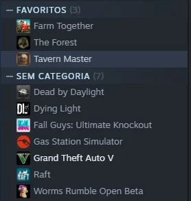 Conta na Steam com 10 jogos.