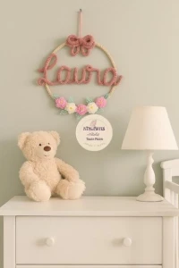 Porta Maternidade Laço com Flores de Eva Personalizados - Artesanato e Personalizados