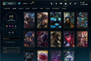 Prata 1 com 105 Champs e 68 Skins + 1 Prestigio ( TOP / JG ) - League of Legends LOL