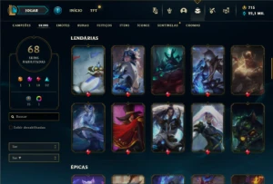 Prata 1 com 105 Champs e 68 Skins + 1 Prestigio ( TOP / JG ) - League of Legends LOL