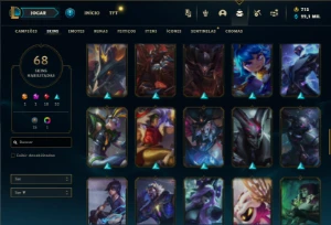 Prata 1 com 105 Champs e 68 Skins + 1 Prestigio ( TOP / JG ) - League of Legends LOL