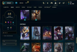 Prata 1 com 105 Champs e 68 Skins + 1 Prestigio ( TOP / JG ) - League of Legends LOL