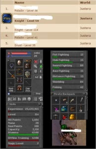 EK 114, MUNDO: JUSTERA, TEM RK! MAGIC SWORD, BOH e 40K bank - Tibia