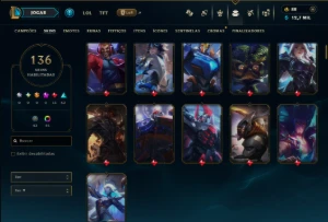 Bronze 4 com TODOS os Champs e 136 Skins (Mais de 100 Jogos) - League of Legends LOL