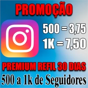 SEGUIDORES PREMIUM REFIL 30 DIAS 1K POR R$ 7,50 - Redes Sociais