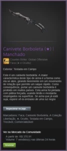 Skin Canivete Borboleta (★) | Manchado (Testada em Campo) - Counter Strike CS