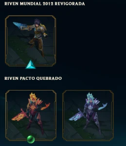 Conta mono Riven com cromas raros diamante 4 - League of Legends LOL