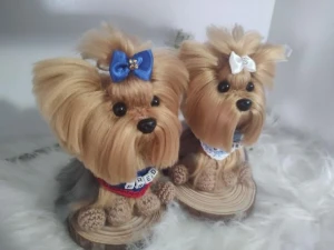 Casal Mini Pet Yorkshire - Amigurumi de Crochê - Artesanato e Personalizados