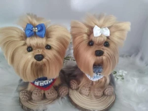 Casal Mini Pet Yorkshire - Amigurumi de Crochê - Artesanato e Personalizados