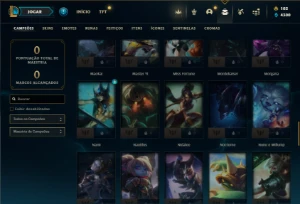 Unranked com 75 Champs e 15 Skins + 1 Rara do Rammus Rei - League of Legends LOL