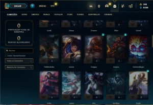 Unranked com 75 Champs e 15 Skins + 1 Rara do Rammus Rei - League of Legends LOL