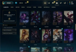 Unranked com 75 Champs e 15 Skins + 1 Rara do Rammus Rei - League of Legends LOL
