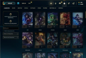 Unranked com 75 Champs e 15 Skins + 1 Rara do Rammus Rei - League of Legends LOL