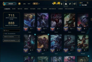 Esmeralda 2 com TODOS os Champs e 214 Skins +3 Prestigios - League of Legends LOL