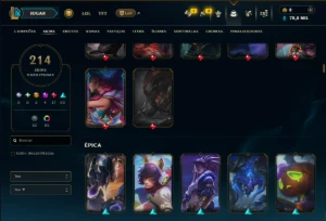 Esmeralda 2 com TODOS os Champs e 214 Skins +3 Prestigios - League of Legends LOL