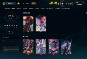 Esmeralda 2 com TODOS os Champs e 214 Skins +3 Prestigios - League of Legends LOL