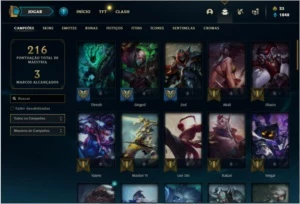 Conta Unranked com 59 Champs e 26 Skins - League of Legends LOL