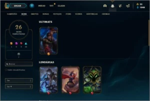Conta Unranked com 59 Champs e 26 Skins - League of Legends LOL