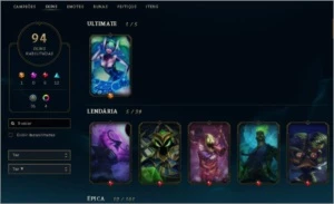 GOLD V, 94 Skins (DJ Sona), lvl 96 e 125 champs - League of Legends LOL