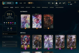 Unranked com TODOS os Champs e 251 Skins +7 Prestigios - League of Legends LOL