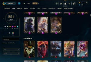 Unranked com TODOS os Champs e 251 Skins +7 Prestigios - League of Legends LOL