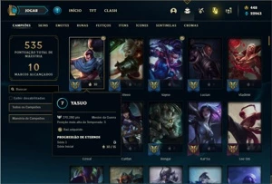 Conta ouro 1 com TODOS os champs e 173 Skins + 7 Vitoriosas - League of Legends LOL