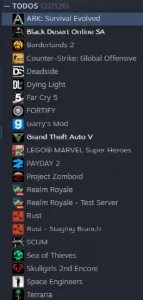 Conta da steam lotada de jogos