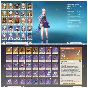 Conta Genshin  C3 AYAKA, C2 RAIDEN, 13 PERS 5 ESTRELAS+ 5 SK - Genshin Impact