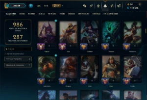 Platina 3 com TODOS os Champs e 322 Skins ( JG / TOP / ADC ) - League of Legends LOL