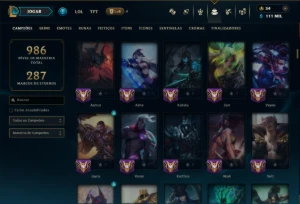 Platina 3 com TODOS os Champs e 322 Skins ( JG / TOP / ADC ) - League of Legends LOL