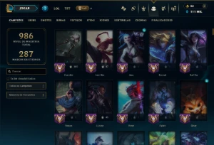 Platina 3 com TODOS os Champs e 322 Skins ( JG / TOP / ADC ) - League of Legends LOL