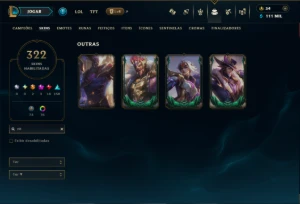 Platina 3 com TODOS os Champs e 322 Skins ( JG / TOP / ADC ) - League of Legends LOL
