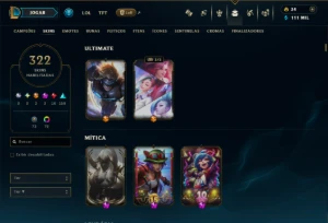 Platina 3 com TODOS os Champs e 322 Skins ( JG / TOP / ADC ) - League of Legends LOL