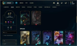 Conta platina 4 com 67 skins e 87 champs - League of Legends LOL