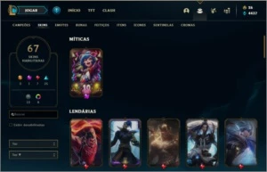 Conta platina 4 com 67 skins e 87 champs - League of Legends LOL